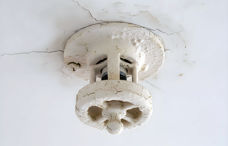 Ceiling-mounted automatic sprinkler head, painted over