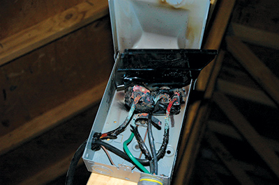 Figure 3: Melted disconnect used for electric furnace